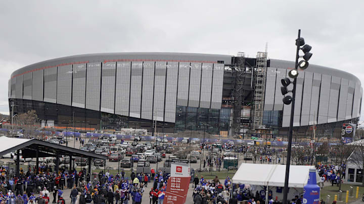 Fans enter Highmark Stadium to see the Bills take on the Tampa Bay Buccaneers on Nov 16, 2025 in Orchard Park.