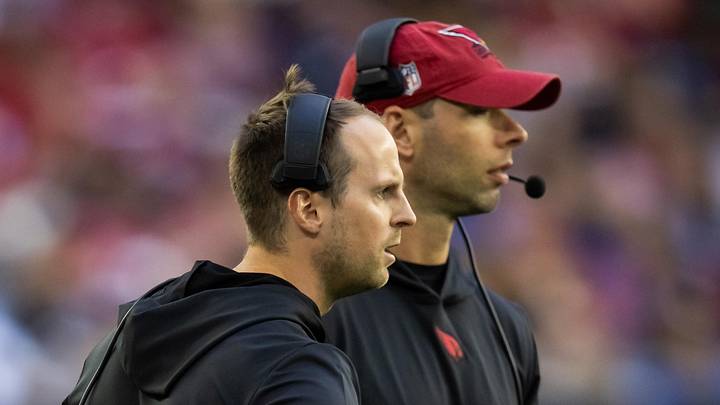 Arizona Cardinals linebackers coach Sam Siefkes (left) with head coach Jonathan Gannon