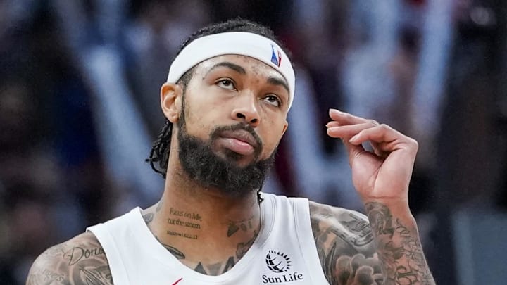 Toronto Raptors forward Brandon Ingram rubs his fingers together after scoring against the Brooklyn Nets. Toronto Raptors forward Brandon Ingram rubs his fingers together after scoring against the Brooklyn Nets.