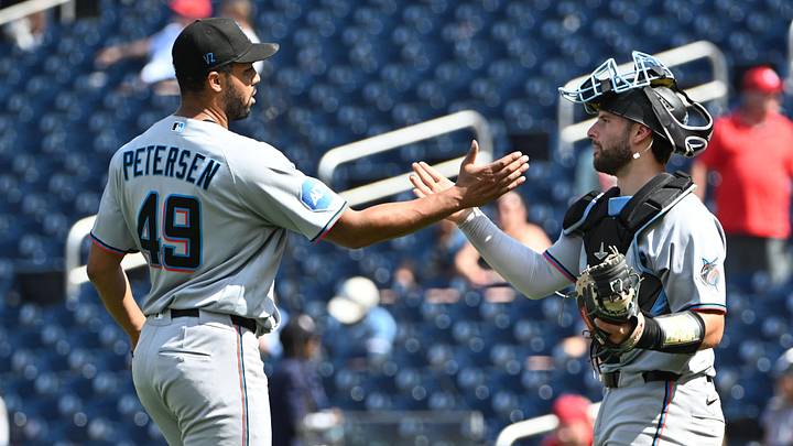 The Miami Marlins celebrate a win | Credit: Brad Mills