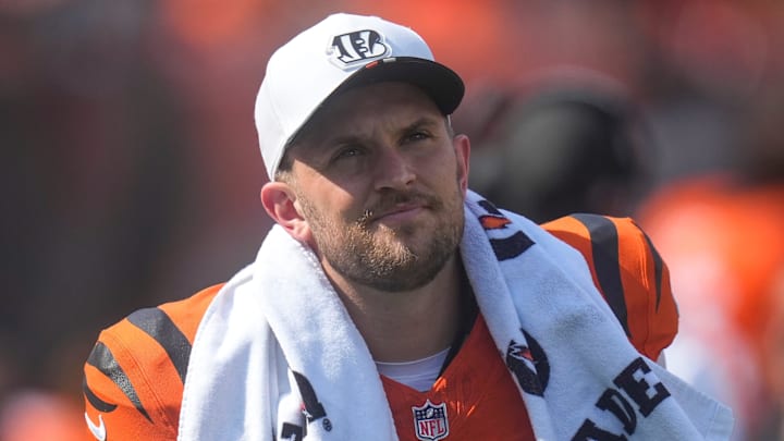 Cincinnati Bengals quarterback Jake Browning (6) walks the sideline between drives in the fourth quarter of the NFL Week 2 game between the Cincinnati Bengals and the Jacksonville Jaguars at Paycor Stadium in downtown Cincinnati on Sunday, Sept. 14, 2025. The Bengals came back from a halftime deficit to win 31-27. Cincinnati Bengals quarterback Jake Browning (6) walks the sideline between drives in the fourth quarter of the NFL Week 2 game between the Cincinnati Bengals and the Jacksonville Jaguars at Paycor Stadium in downtown Cincinnati on Sunday, Sept. 14, 2025. The Bengals came back from a halftime deficit to win 31-27.