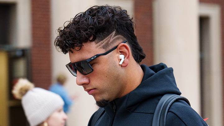 Oct 25, 2025; Lincoln, Nebraska, USA; Nebraska Cornhuskers quarterback Dylan Raiola arrives before the game against the Northwestern Wildcats at Memorial Stadium. Mandatory Credit: Dylan Widger-Imagn Images