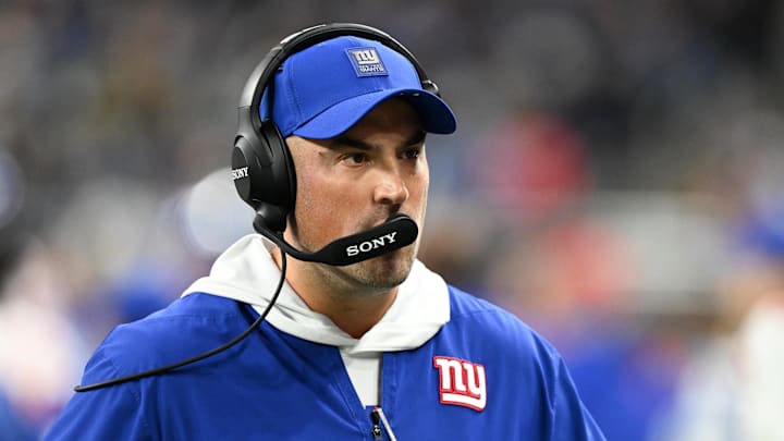 Former New York Giants interim head coach Mike Kafka looks on during the third quarter against the Detroit Lions Former New York Giants interim head coach Mike Kafka looks on during the third quarter against the Detroit Lions