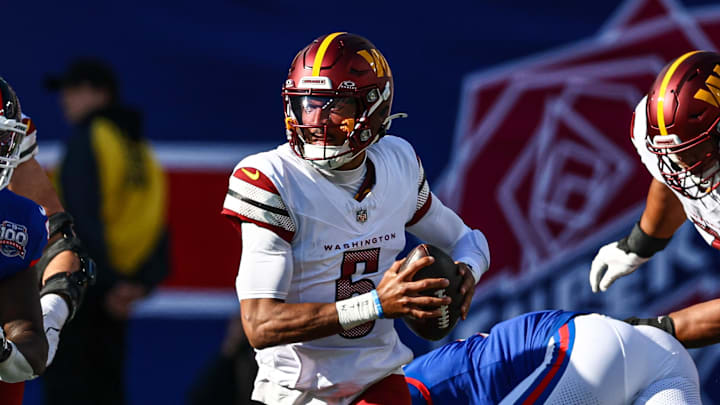 Washington Commanders quarterback Jayden Daniels (5). Washington Commanders quarterback Jayden Daniels (5).