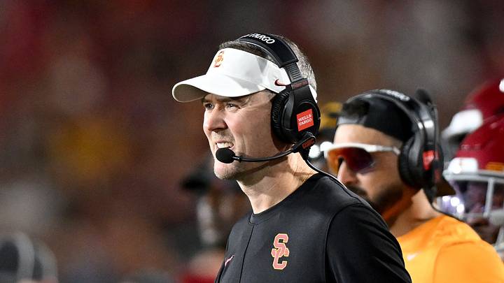 Oct 3, 2026; Los Angeles, California, USA; USC Trojans head coach Lincoln Riley looks on against the Washington Huskies during the third quarter at United Airlines Field at Los Angeles Memorial Coliseum. Oct 3, 2026; Los Angeles, California, USA; USC Trojans head coach Lincoln Riley looks on against the Washington Huskies during the third quarter at United Airlines Field at Los Angeles Memorial Coliseum.