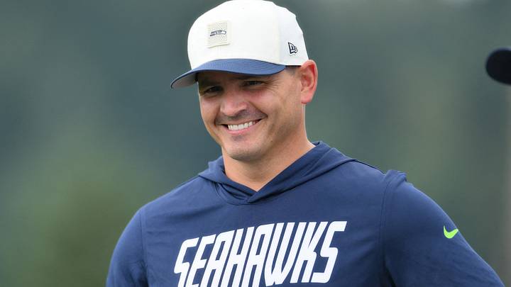 Seattle Seahawks head coach Mike Macdonald during the first training camp at Virginia Mason Athletic Center. Seattle Seahawks head coach Mike Macdonald during the first training camp at Virginia Mason Athletic Center.