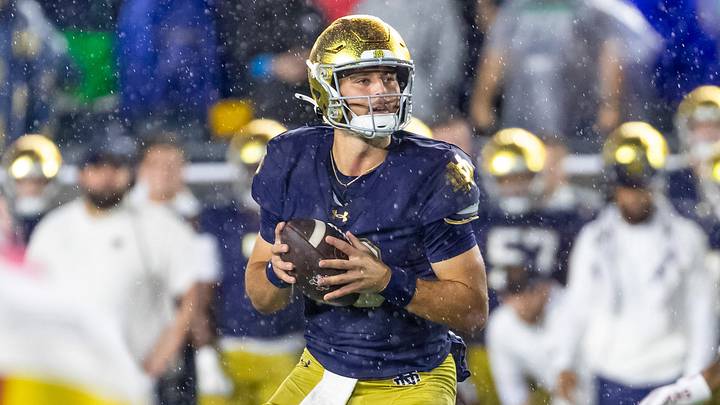 Notre Dame quarterback CJ Carr averaged 14.1 yards per completion last season. Notre Dame quarterback CJ Carr averaged 14.1 yards per completion last season.