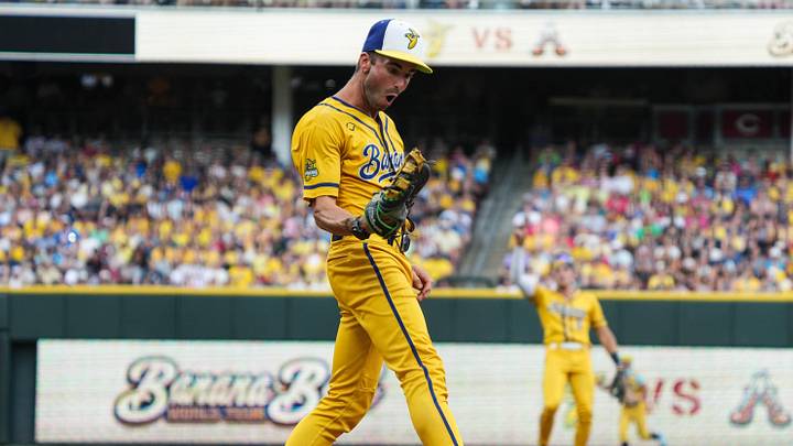 The Savannah Bananas play their second of three games against the Indianapolis Clowns at Great American Ball Park on Saturday June 20, 2026. The Bananas won the game with a final score of 7-3 after a long night of dancing, flipping, behind-the-back catches, juggling and of course, baseball.