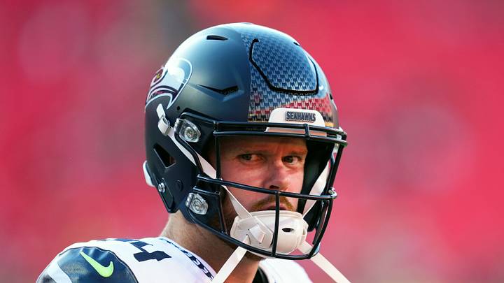 Seattle Seahawks quarterback Sam Darnold takes the field before a game
