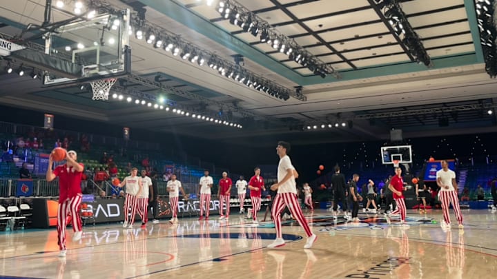 Indiana warms up ahead of the Battle 4 Atlantis seventh-place game against Providence Friday in the Bahamas. Indiana warms up ahead of the Battle 4 Atlantis seventh-place game against Providence Friday in the Bahamas.