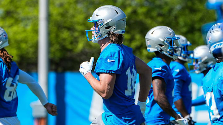 Detroit Lions wide receiver Isaac TeSlaa (18).