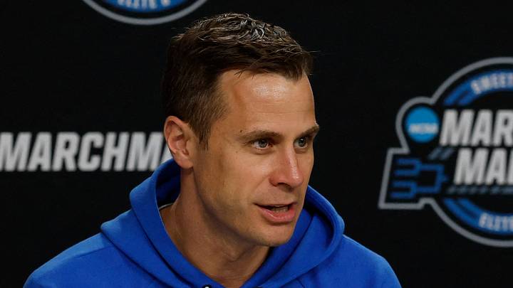 Mar 26, 2026; Washington, DC, USA; Duke Blue Devils head coach Jon Scheyer speaks with the media during a press conference ahead of the east regional of the men's 2026 NCAA Tournament at Capital One Arena. Mandatory Credit: Geoff Burke-Imagn Images Mar 26, 2026; Washington, DC, USA; Duke Blue Devils head coach Jon Scheyer speaks with the media during a press conference ahead of the east regional of the men's 2026 NCAA Tournament at Capital One Arena. Mandatory Credit: Geoff Burke-Imagn Images