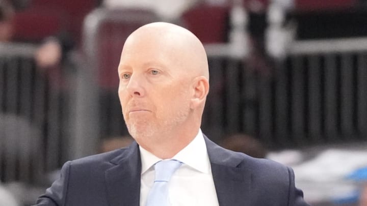 Mar 12, 2026; Chicago, IL, USA; UCLA Bruins head coach Mick Cronin gestures to his team against the Rutgers Scarlet Knights during the first half at United Center. Mandatory Credit: David Banks-Imagn Images