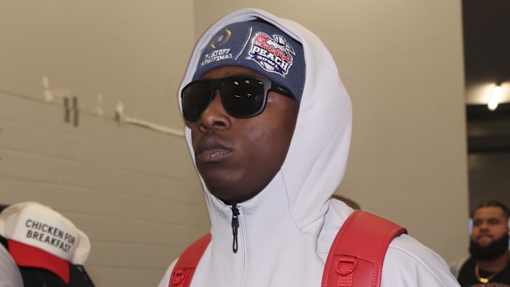 Jan 9, 2026; Atlanta, GA, USA; Indiana Hoosiers defensive back Jah Jah Boyd (16) arrives prior to the 2025 Peach Bowl and semifinal game of the College Football Playoff against the Oregon Ducks at Mercedes-Benz Stadium.  