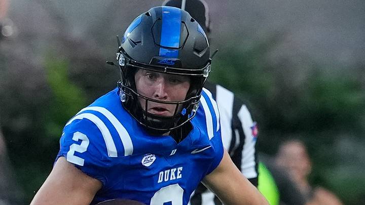 Sep 19, 2026; Durham, North Carolina, USA; Duke Blue Devils quarterback Walker Eget (2) runs with the ball against the Stanford Cardinal during the second half at Wallace Wade Stadium. Mandatory Credit: James Guillory-Imagn Images Sep 19, 2026; Durham, North Carolina, USA; Duke Blue Devils quarterback Walker Eget (2) runs with the ball against the Stanford Cardinal during the second half at Wallace Wade Stadium. Mandatory Credit: James Guillory-Imagn Images