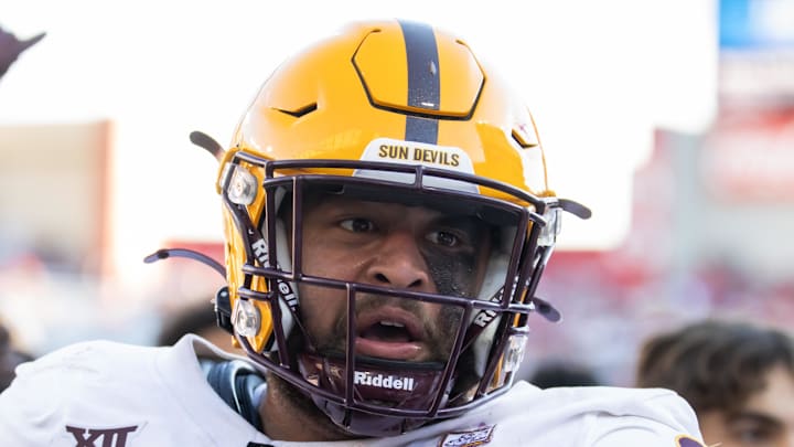Nov 30, 2024; Tucson, Arizona, USA; Arizona State Sun Devils defensive lineman Justin Wodtly (95) against the Arizona Wildcats during the Territorial Cup at Arizona Stadium. Mandatory Credit: Mark J. Rebilas-Imagn Images Nov 30, 2024; Tucson, Arizona, USA; Arizona State Sun Devils defensive lineman Justin Wodtly (95) against the Arizona Wildcats during the Territorial Cup at Arizona Stadium. Mandatory Credit: Mark J. Rebilas-Imagn Images
