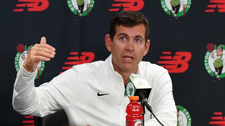 Sep 24, 2024; Boston, MA, USA; Boston Celtics general manager Brad Stevens talks to reporters during media day at Auerbach Center. Mandatory Credit: David Butler II-Imagn Images Sep 24, 2024; Boston, MA, USA; Boston Celtics general manager Brad Stevens talks to reporters during media day at Auerbach Center. Mandatory Credit: David Butler II-Imagn Images