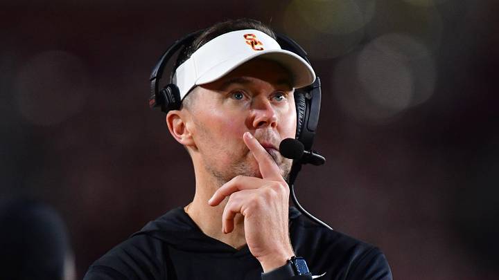 Nov 7, 2025; Los Angeles, California, USA; Southern California Trojans head coach Lincoln Riley watches game action against the Northwestern Wildcats during the second half at the Los Angeles Memorial Coliseum. Mandatory Credit: Gary A. Vasquez-Imagn Images Nov 7, 2025; Los Angeles, California, USA; Southern California Trojans head coach Lincoln Riley watches game action against the Northwestern Wildcats during the second half at the Los Angeles Memorial Coliseum. Mandatory Credit: Gary A. Vasquez-Imagn Images