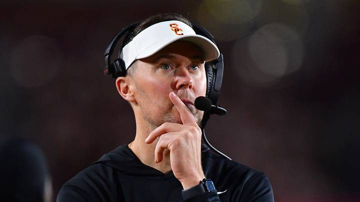 Nov 7, 2025; Los Angeles, California, USA; Southern California Trojans head coach Lincoln Riley watches game action against the Northwestern Wildcats during the second half at the Los Angeles Memorial Coliseum. Mandatory Credit: Gary A. Vasquez-Imagn Images Nov 7, 2025; Los Angeles, California, USA; Southern California Trojans head coach Lincoln Riley watches game action against the Northwestern Wildcats during the second half at the Los Angeles Memorial Coliseum. Mandatory Credit: Gary A. Vasquez-Imagn Images