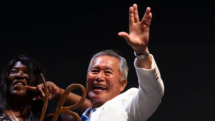 Best known for his role of Sulu on the original Star Trek television series, stage and film actor George Takei waves to the crowd with a 'live long and prosper' sign on Friday, June 8, 2018 after receiving the Life Worth Living Legend Award from festival founder and executive director Jerusha Stewart at the 2018 Vero Beach Wine + Film Festival at the Riverside Theatre in Vero Beach. Takei spoke of his early years as a young actor, working with prominent film actors and his advocacy for the LGBTQ Best known for his role of Sulu on the original Star Trek television series, stage and film actor George Takei waves to the crowd with a 'live long and prosper' sign on Friday, June 8, 2018 after receiving the Life Worth Living Legend Award from festival founder and executive director Jerusha Stewart at the 2018 Vero Beach Wine + Film Festival at the Riverside Theatre in Vero Beach. Takei spoke of his early years as a young actor, working with prominent film actors and his advocacy for the LGBTQ