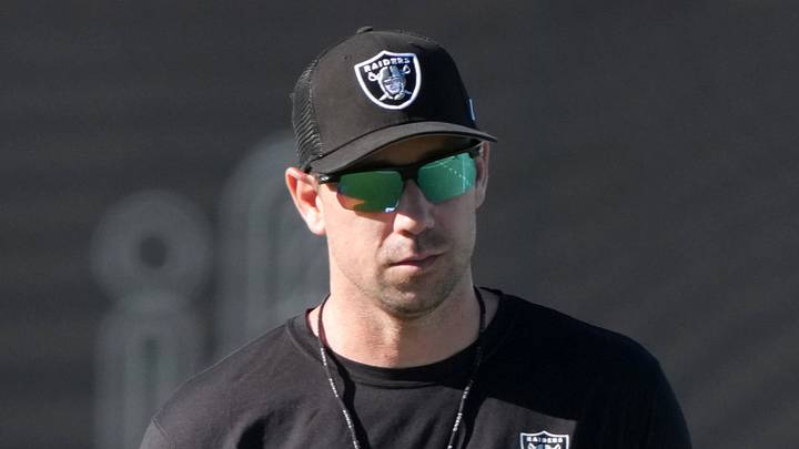 Las Vegas Raiders coach Klint Kubiak during minicamp. Las Vegas Raiders coach Klint Kubiak during minicamp.