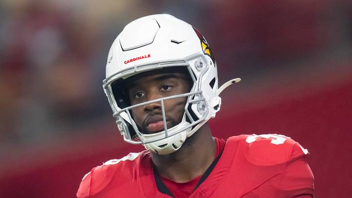 Aug 10, 2024; Glendale, Arizona, USA; Arizona Cardinals running back Trey Benson (33) against the New Orleans Saints during a preseason NFL game at State Farm Stadium. Mandatory Credit: Mark J. Rebilas-USA TODAY Sports Aug 10, 2024; Glendale, Arizona, USA; Arizona Cardinals running back Trey Benson (33) against the New Orleans Saints during a preseason NFL game at State Farm Stadium. Mandatory Credit: Mark J. Rebilas-USA TODAY Sports