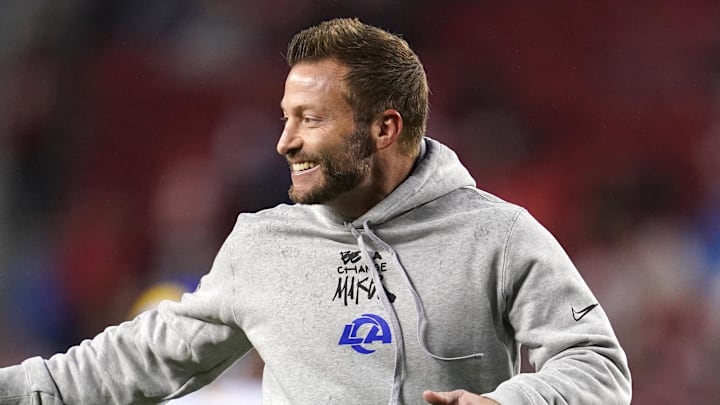 Dec 12, 2024; Santa Clara, California, USA; Los Angeles Rams head coach Sean McVay jogs on the field before the start of the game against the San Francisco 49ers at Levi's Stadium. Mandatory Credit: Cary Edmondson-Imagn Images Dec 12, 2024; Santa Clara, California, USA; Los Angeles Rams head coach Sean McVay jogs on the field before the start of the game against the San Francisco 49ers at Levi's Stadium. Mandatory Credit: Cary Edmondson-Imagn Images