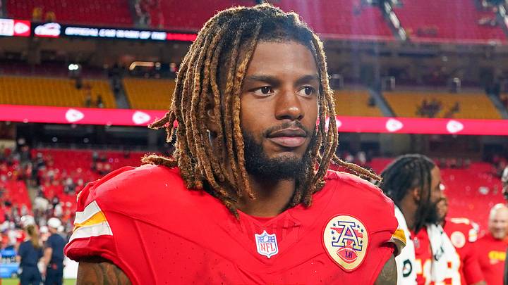 Kansas City Chiefs cornerback Kristian Fulton (8) leaves the field
