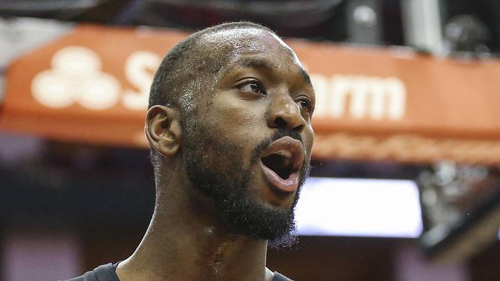 Mar 11, 2019; Houston, TX, USA; Charlotte Hornets guard Kemba Walker (15) reacts after a play during the third quarter against the Houston Rockets at Toyota Center. Mandatory Credit: Troy Taormina-Imagn Images