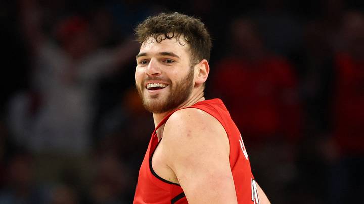 Feb 22, 2026; Phoenix, Arizona, USA; Portland Trail Blazers center Donovan Clingan (23) reacts against the Phoenix Suns in the second half at Mortgage Matchup Center. Mandatory Credit: Mark J. Rebilas-Imagn Images