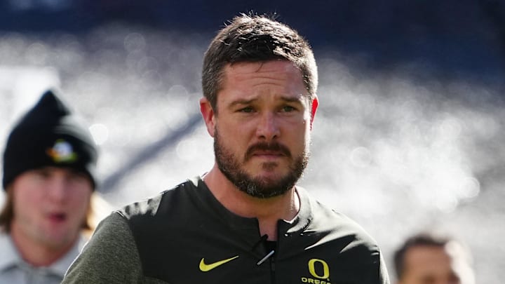 Nov 5, 2022; Boulder, Colorado, USA; Oregon Ducks head coach Dan Lanning before the game against the Colorado Buffaloes at Folsom Field. Mandatory Credit: Ron Chenoy-Imagn Images  head coach Dan Lanning