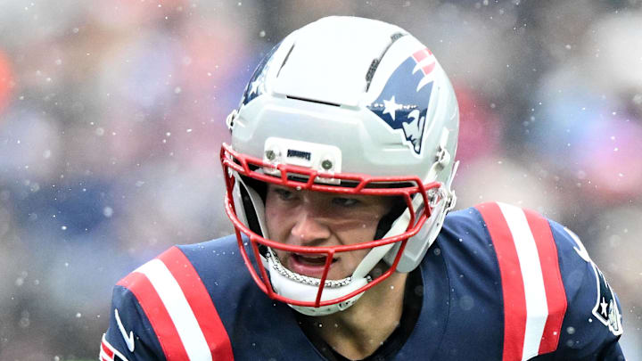 New England Patriots quarterback Drake Maye runs against the Buffalo Bills.