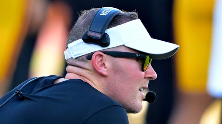 Sep 6, 2025; Los Angeles, California, USA; USC Trojans head coach Lincoln Riley looks on during the second half at United Airlines Field at the Los Angeles Memorial Coliseum. Mandatory Credit: Jayne Kamin-Oncea-Imagn Images