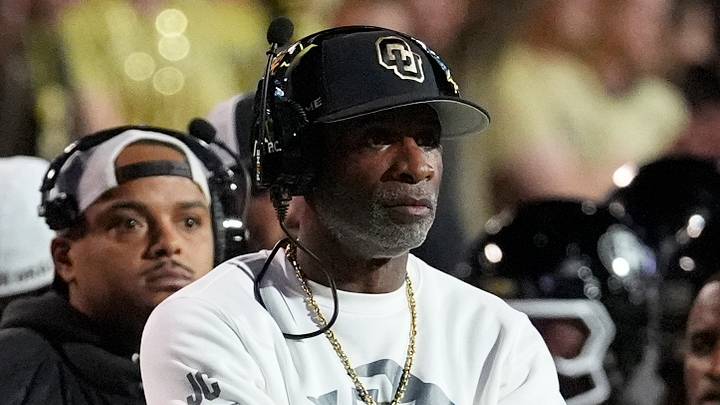Oct 17, 2026; Boulder, Colorado, USA;  Colorado Buffaloes head coach Deion Sanders on the sidelines during the first quarter against the Utah Utes at Folsom Field.  Mandatory Credit: Ron Chenoy-Imagn Images