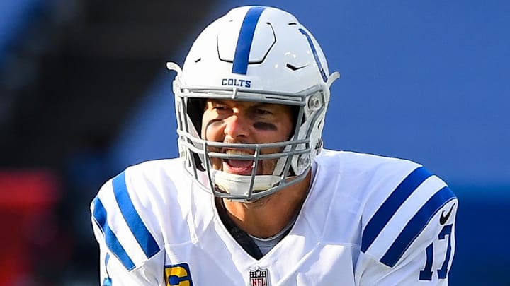 Jan 9, 2021; Orchard Park, New York, USA; Indianapolis Colts quarterback Philip Rivers (17) in action against the Buffalo Bills during the second quarter of a AFC Wild Card game at Bills Stadium. Mandatory Credit: Rich Barnes-Imagn Images Jan 9, 2021; Orchard Park, New York, USA; Indianapolis Colts quarterback Philip Rivers (17) in action against the Buffalo Bills during the second quarter of a AFC Wild Card game at Bills Stadium. Mandatory Credit: Rich Barnes-Imagn Images