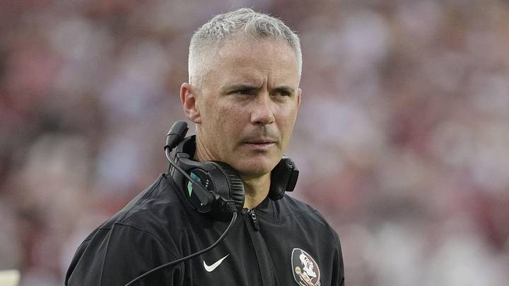 Aug 30, 2025; Tallahassee, Florida, USA; Florida State Seminoles head coach Mike Norvell reacts after a play against the Alabama Crimson Tide during the second half at Doak S. Campbell Stadium. Mandatory Credit: Melina Myers-Imagn Images Aug 30, 2025; Tallahassee, Florida, USA; Florida State Seminoles head coach Mike Norvell reacts after a play against the Alabama Crimson Tide during the second half at Doak S. Campbell Stadium. Mandatory Credit: Melina Myers-Imagn Images