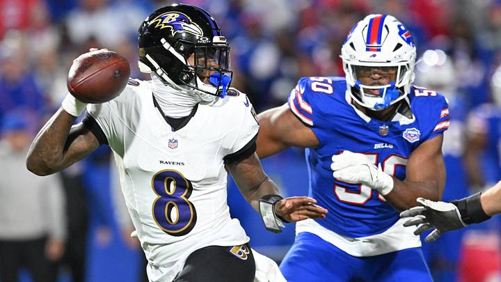 Baltimore Ravens QB Lamar Jackson runs the ball during the fourth quarter against the Buffalo Bills at Highmark Stadium. Baltimore Ravens QB Lamar Jackson runs the ball during the fourth quarter against the Buffalo Bills at Highmark Stadium.