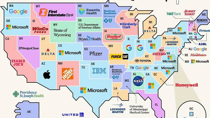 Did your dream company make the map? Check out which employer earned the top spot in your state. Did your dream company make the map? Check out which employer earned the top spot in your state.