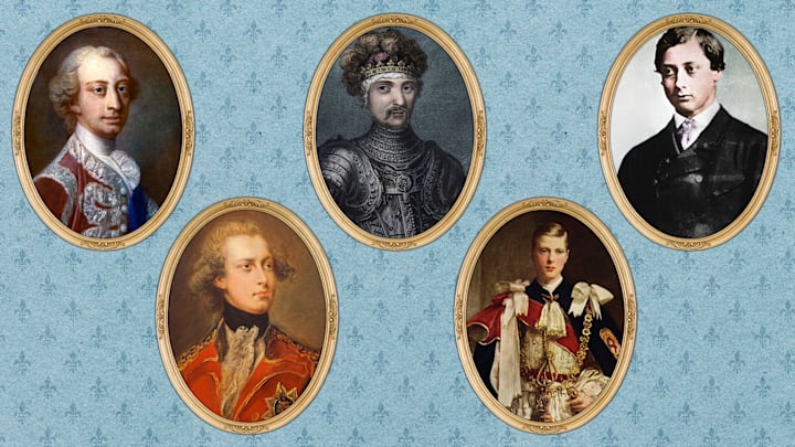 Clockwise from top left: Prince Frederick Louis of Wales, Edward the Black Prince, Edward VII, Edward VIII, George IV.