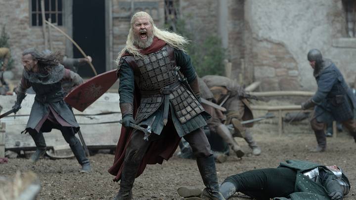 Kieran Bew as Hugh Hammer in House of the Dragon season 3 episode 8. Photograph by Ollie Upton/HBO. Kieran Bew as Hugh Hammer in House of the Dragon season 3 episode 8. Photograph by Ollie Upton/HBO.