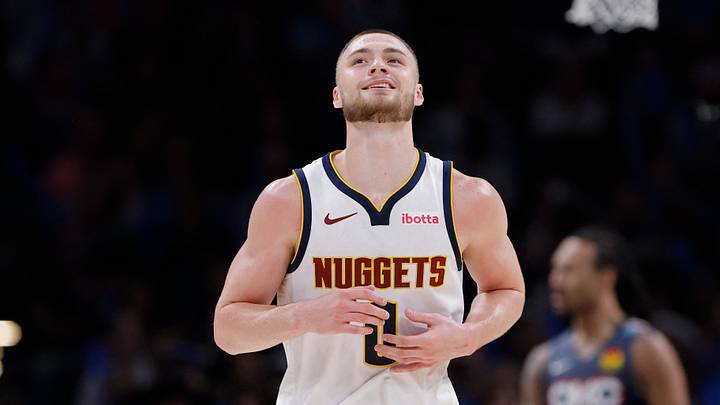 Feb 27, 2026; Oklahoma City, Oklahoma, USA; Denver Nuggets guard Christian Braun (0) smiles after a play against the Oklahoma City Thunder during the third quarter at Paycom Center. Mandatory Credit: Alonzo Adams-Imagn Images Feb 27, 2026; Oklahoma City, Oklahoma, USA; Denver Nuggets guard Christian Braun (0) smiles after a play against the Oklahoma City Thunder during the third quarter at Paycom Center. Mandatory Credit: Alonzo Adams-Imagn Images