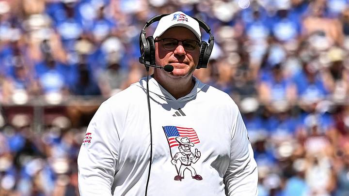 Texas A&M Aggies head coach Mike Elko walks onto the field against Arizona State Sun Devils at Kyle Field. Texas A&M Aggies head coach Mike Elko walks onto the field against Arizona State Sun Devils at Kyle Field.
