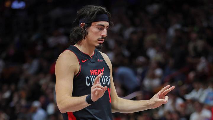 Miami Heat guard Jaime Jaquez Jr. (11) reacts prior to a free throw attempt against the Washington Wizards during the third quarter at Kaseya Center on November 3, 2023.
