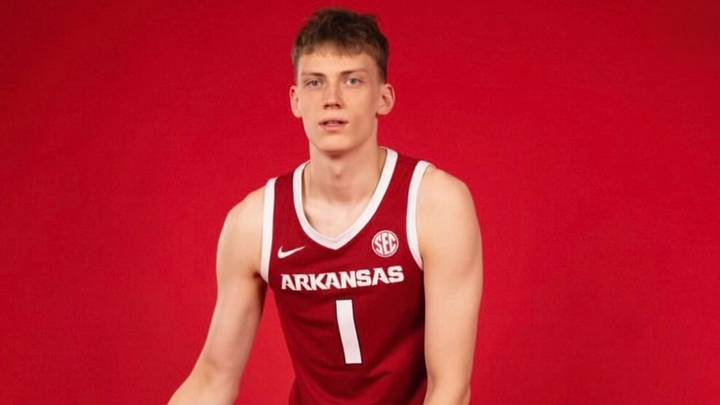 Arkansas Razorbacks 2027 center signee Ilia Frolov during his official visit Arkansas Razorbacks 2027 center signee Ilia Frolov during his official visit