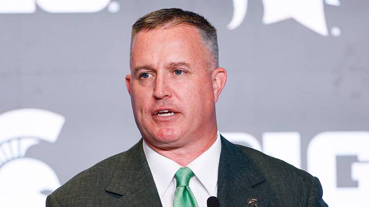 Jul 29, 2026; Chicago, IL, USA; Michigan State Football head coach Pat Fitzgerald speaks during Big Ten Media Days at Hilton Chicago. Mandatory Credit: Kamil Krzaczynski-Imagn Images Jul 29, 2026; Chicago, IL, USA; Michigan State Football head coach Pat Fitzgerald speaks during Big Ten Media Days at Hilton Chicago. Mandatory Credit: Kamil Krzaczynski-Imagn Images
