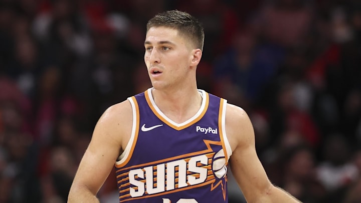 Dec 5, 2025; Houston, Texas, USA; Phoenix Suns guard Collin Gillespie (12) dribbles the ball during the fourth quarter against the Houston Rockets at Toyota Center. Mandatory Credit: Troy Taormina-Imagn Images Dec 5, 2025; Houston, Texas, USA; Phoenix Suns guard Collin Gillespie (12) dribbles the ball during the fourth quarter against the Houston Rockets at Toyota Center. Mandatory Credit: Troy Taormina-Imagn Images