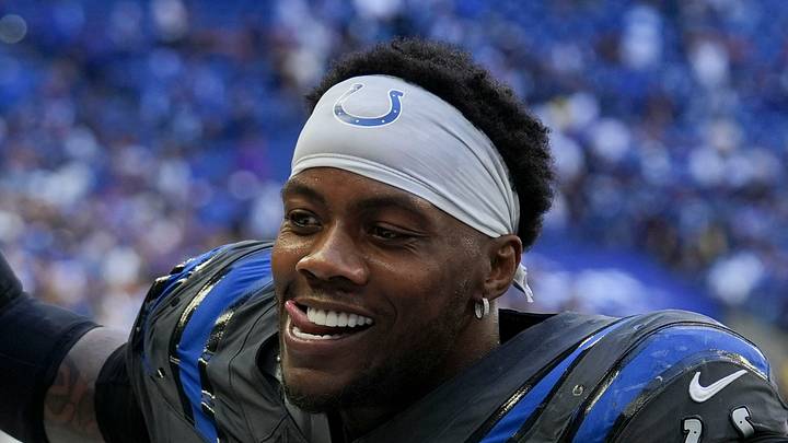 Indianapolis Colts' Arden Key celebrates a victory