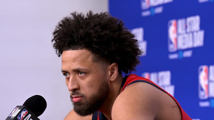 Feb 13, 2026; Inglewood, California, USA; Team USA Stars guard Cade Cunningham (2) of the Detroit Pistons during a news conference for the NBA All Star game at Intuit Dome. Mandatory Credit: Jayne Kamin-Oncea-Imagn Images Feb 13, 2026; Inglewood, California, USA; Team USA Stars guard Cade Cunningham (2) of the Detroit Pistons during a news conference for the NBA All Star game at Intuit Dome. Mandatory Credit: Jayne Kamin-Oncea-Imagn Images