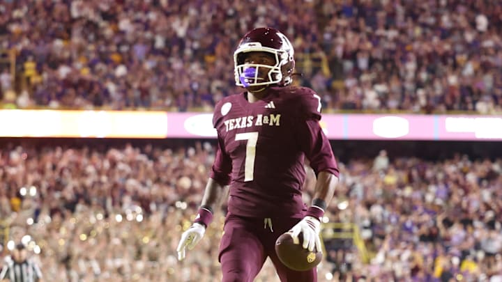 Texas A&M Aggies wide receiver KC Concepcion (7) returns a punt for a touchdown during the second half against the Louisiana State Tigers at Tiger Stadium. Mandatory Credit: Stephen Lew-Imagn Images Texas A&M Aggies wide receiver KC Concepcion (7) returns a punt for a touchdown during the second half against the Louisiana State Tigers at Tiger Stadium. Mandatory Credit: Stephen Lew-Imagn Images
