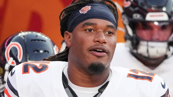 Aug 22, 2024; Kansas City, Missouri, USA; Former Chicago Bears wide receiver Velus Jones Jr. (12) runs onto the field against the Kansas City Chiefs prior to a game at GEHA Field at Arrowhead Stadium. Aug 22, 2024; Kansas City, Missouri, USA; Former Chicago Bears wide receiver Velus Jones Jr. (12) runs onto the field against the Kansas City Chiefs prior to a game at GEHA Field at Arrowhead Stadium.